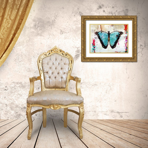 Blue Morpho 1.0 Gold Ornate Wood Framed Art Print with Double Matting by Baran, John