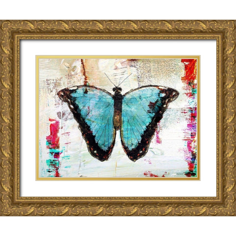 Blue Morpho 1.0 Gold Ornate Wood Framed Art Print with Double Matting by Baran, John