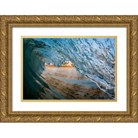 Wave 13 Gold Ornate Wood Framed Art Print with Double Matting by Baran, John