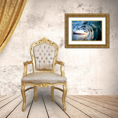 Wave 11 Gold Ornate Wood Framed Art Print with Double Matting by Baran, John