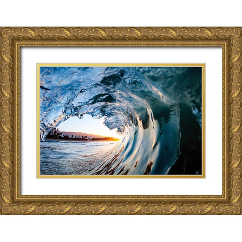 Wave 11 Gold Ornate Wood Framed Art Print with Double Matting by Baran, John