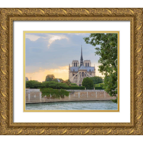 Notre Dame - View from the Seine Gold Ornate Wood Framed Art Print with Double Matting by Blaustein, Alan