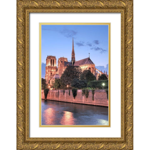 Notre Dame at Dusk Gold Ornate Wood Framed Art Print with Double Matting by Blaustein, Alan
