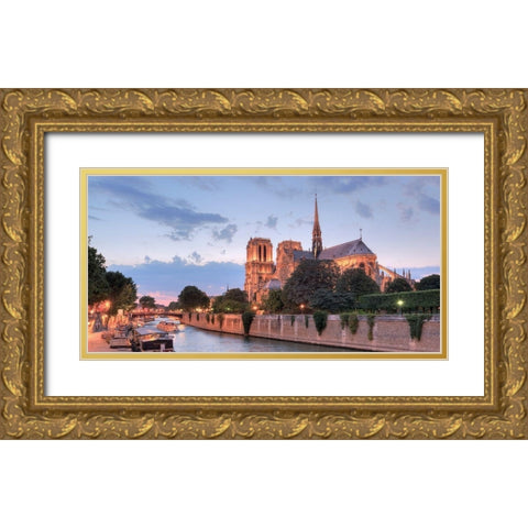 River View - Notre Dame Gold Ornate Wood Framed Art Print with Double Matting by Blaustein, Alan