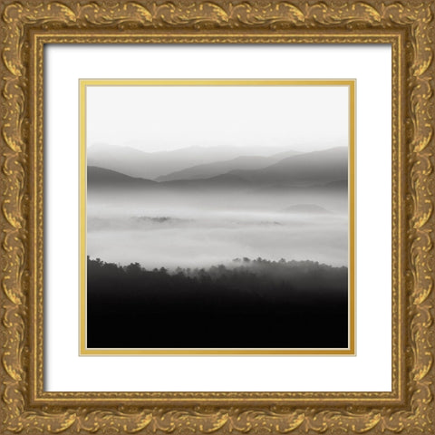 Still Morning Smoky Mountains Gold Ornate Wood Framed Art Print with Double Matting by Bell, Nicholas