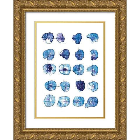 Indigo Pattern Gold Ornate Wood Framed Art Print with Double Matting by Binkin, Lesia