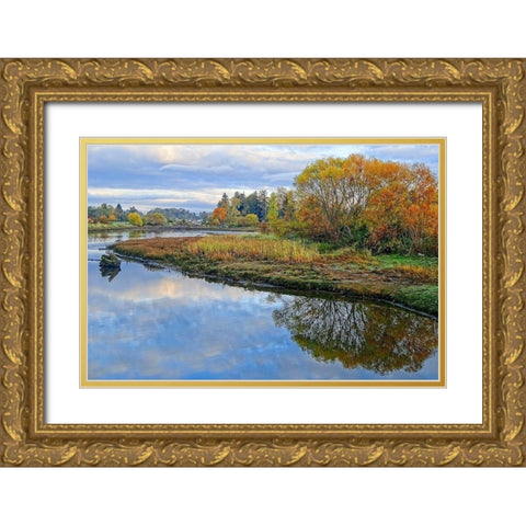 Estuary Autumn Gold Ornate Wood Framed Art Print with Double Matting by Burdick, Chuck