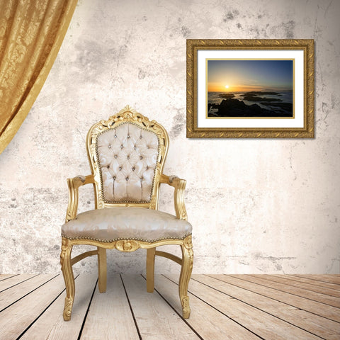 Coastal Waters At Sunset Gold Ornate Wood Framed Art Print with Double Matting by Burdick, Chuck