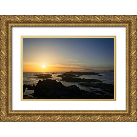 Coastal Waters At Sunset Gold Ornate Wood Framed Art Print with Double Matting by Burdick, Chuck