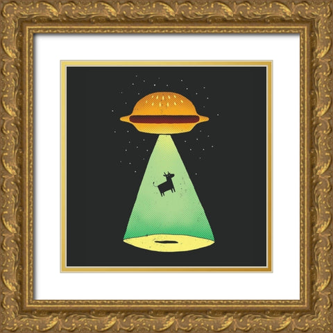 Burger Abduction Gold Ornate Wood Framed Art Print with Double Matting by Buxton, Michael