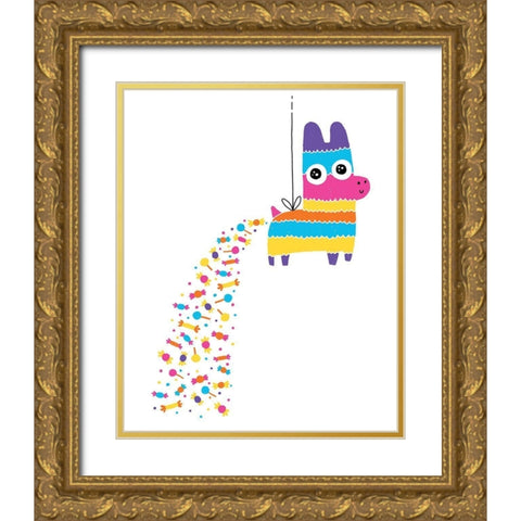 Pinata Poop Gold Ornate Wood Framed Art Print with Double Matting by Buxton, Michael