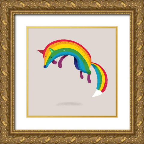 Rainbow Fox Gold Ornate Wood Framed Art Print with Double Matting by Buxton, Michael