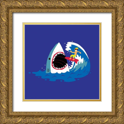 Surfâ€™s Up Gold Ornate Wood Framed Art Print with Double Matting by Buxton, Michael