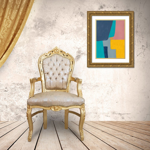 City Blocks Gold Ornate Wood Framed Art Print with Double Matting by Baker, Bronwyn