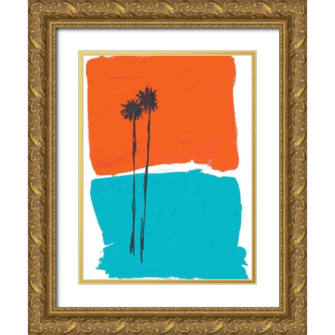 PS Palms Gold Ornate Wood Framed Art Print with Double Matting by Baker, Bronwyn