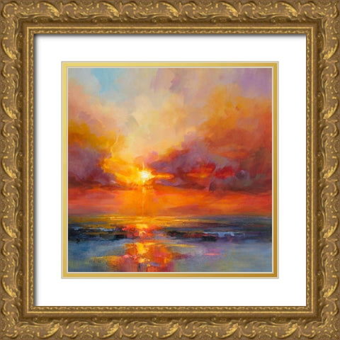 Evening Sparkle Gold Ornate Wood Framed Art Print with Double Matting by Bruniany, Kasia