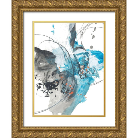 Indigo Field No. 2 Gold Ornate Wood Framed Art Print with Double Matting by Baker, Bronwyn