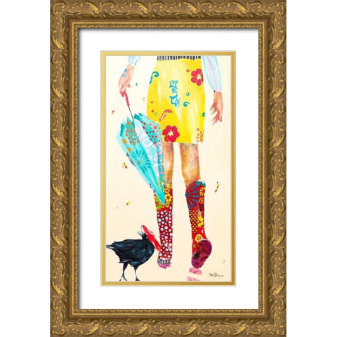 Rainy Day Companions Gold Ornate Wood Framed Art Print with Double Matting by Beer, Pamela K.