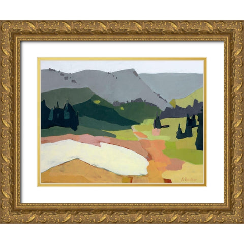 Snow Patch Gold Ornate Wood Framed Art Print with Double Matting by Becker, Anne