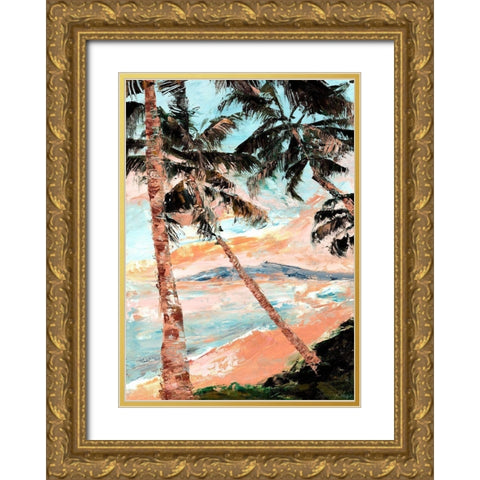 Paradise Palms Gold Ornate Wood Framed Art Print with Double Matting by Blaise, Tiffany