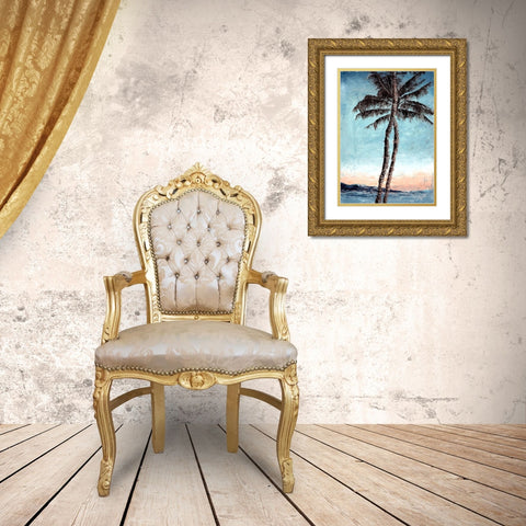 Sunset Palms Gold Ornate Wood Framed Art Print with Double Matting by Blaise, Tiffany