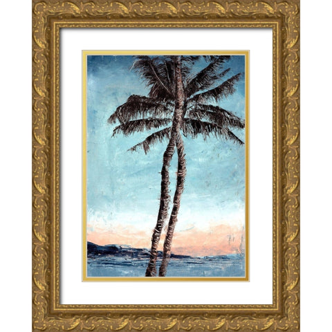 Sunset Palms Gold Ornate Wood Framed Art Print with Double Matting by Blaise, Tiffany