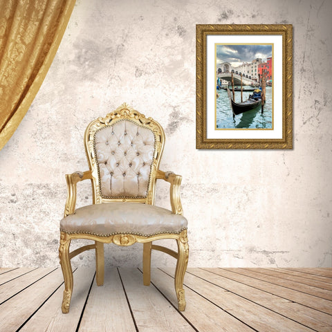 Gondola Rialto Bridge #1 Gold Ornate Wood Framed Art Print with Double Matting by Blaustein, Alan