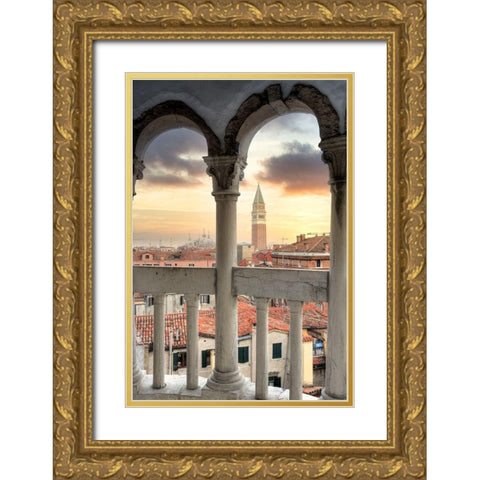 Scala Contarini del Bovolo #3 Gold Ornate Wood Framed Art Print with Double Matting by Blaustein, Alan