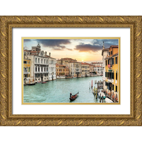 Gran Canal Vista At Dusk #10 Gold Ornate Wood Framed Art Print with Double Matting by Blaustein, Alan