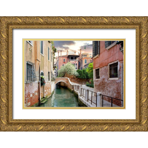 Venetian Canale #9 Gold Ornate Wood Framed Art Print with Double Matting by Blaustein, Alan