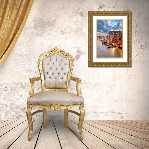 Grande Canal Vista At Dusk #1 Gold Ornate Wood Framed Art Print with Double Matting by Blaustein, Alan
