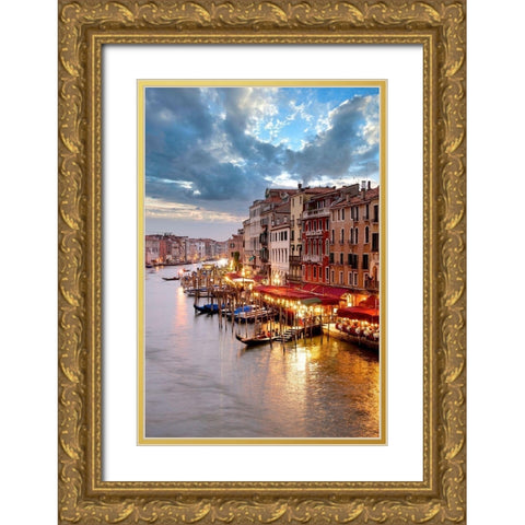 Grande Canal Vista At Dusk #1 Gold Ornate Wood Framed Art Print with Double Matting by Blaustein, Alan
