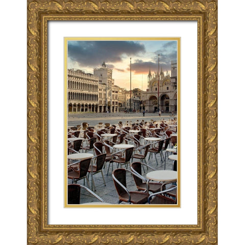 Piazza San Marco Sunrise #8 Gold Ornate Wood Framed Art Print with Double Matting by Blaustein, Alan