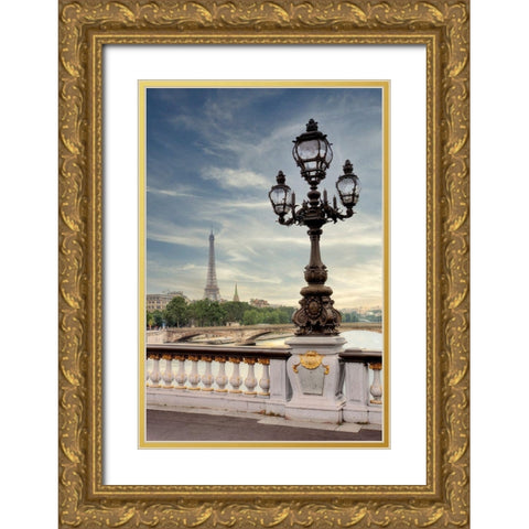 View of Eiffel Tower Gold Ornate Wood Framed Art Print with Double Matting by Blaustein, Alan
