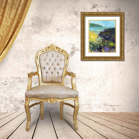 Clarach Bay Gold Ornate Wood Framed Art Print with Double Matting by Bailey, Paul