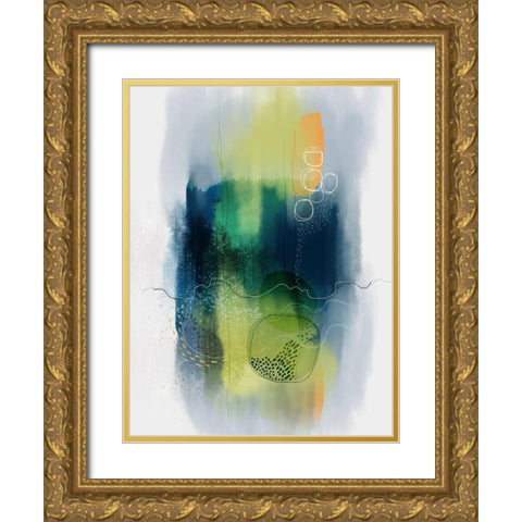 Misty Mountain Lake Gold Ornate Wood Framed Art Print with Double Matting by Banerjee, Ishita