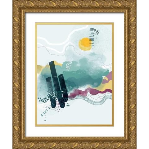 Seafoam Gold Ornate Wood Framed Art Print with Double Matting by Banerjee, Ishita