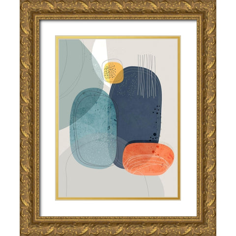 Rocks Duo 01 Gold Ornate Wood Framed Art Print with Double Matting by Banerjee, Ishita