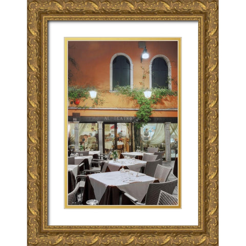 Al Teatro Cafe-Venezia Gold Ornate Wood Framed Art Print with Double Matting by Blaustein, Alan