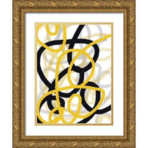 Scribble No. 1 Gold Ornate Wood Framed Art Print with Double Matting by Baker, Bronwyn