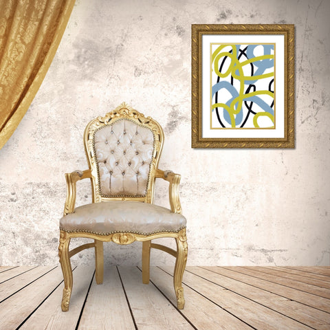 Scribble No. 3 Gold Ornate Wood Framed Art Print with Double Matting by Baker, Bronwyn