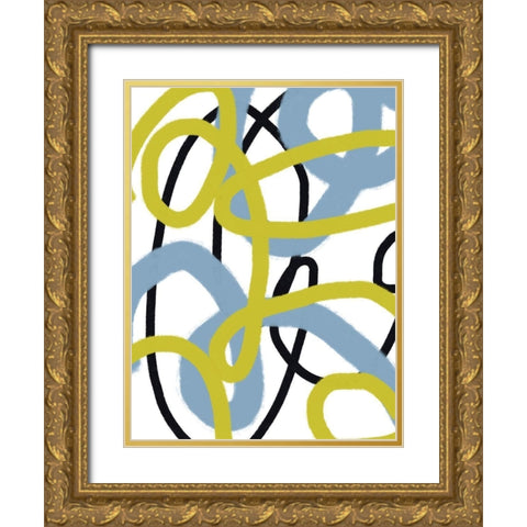 Scribble No. 3 Gold Ornate Wood Framed Art Print with Double Matting by Baker, Bronwyn