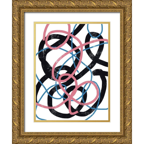 Scribble No. 4 Gold Ornate Wood Framed Art Print with Double Matting by Baker, Bronwyn
