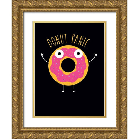 Donut Panic Gold Ornate Wood Framed Art Print with Double Matting by Buxton, Michael