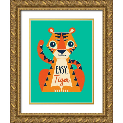 Easy Tiger Gold Ornate Wood Framed Art Print with Double Matting by Buxton, Michael