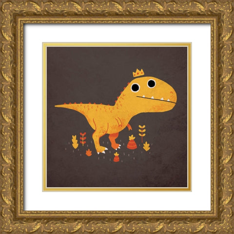 Tyrant Lizard King Gold Ornate Wood Framed Art Print with Double Matting by Buxton, Michael