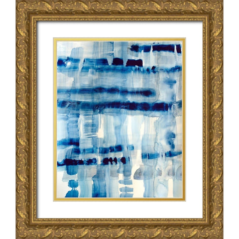 Indigo Stripes No. 1 Gold Ornate Wood Framed Art Print with Double Matting by Bainbridge, Hope
