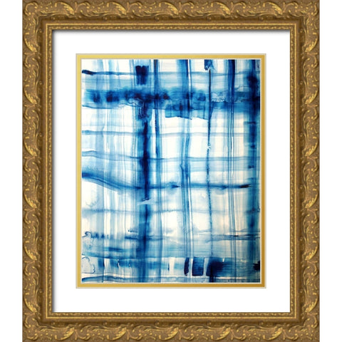 Indigo Stripes No. 2 Gold Ornate Wood Framed Art Print with Double Matting by Bainbridge, Hope