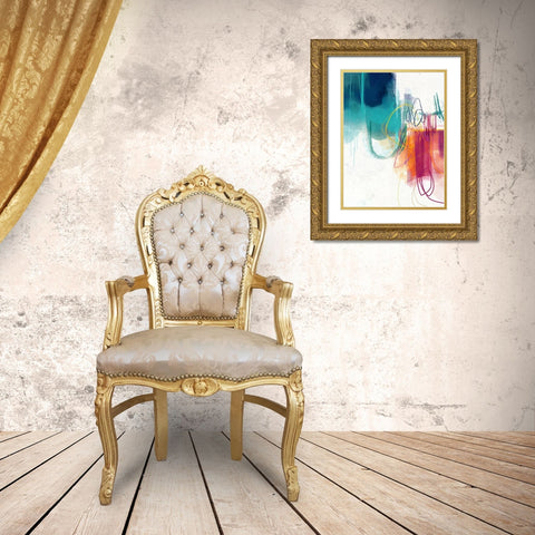 Turquoise No. 1 Gold Ornate Wood Framed Art Print with Double Matting by Banerjee, Ishita