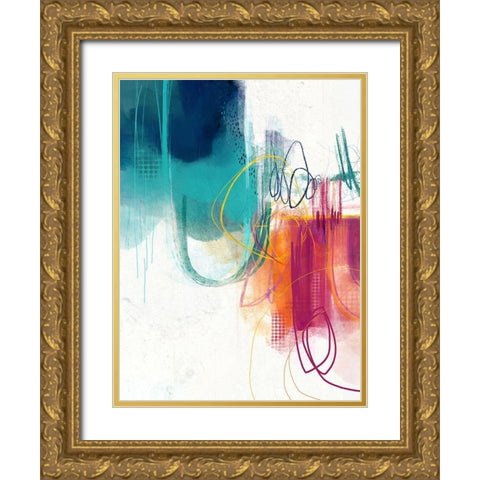 Turquoise No. 1 Gold Ornate Wood Framed Art Print with Double Matting by Banerjee, Ishita